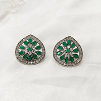 Darshana Jewels  Silver Plated Crystal Stone Stud Earrings