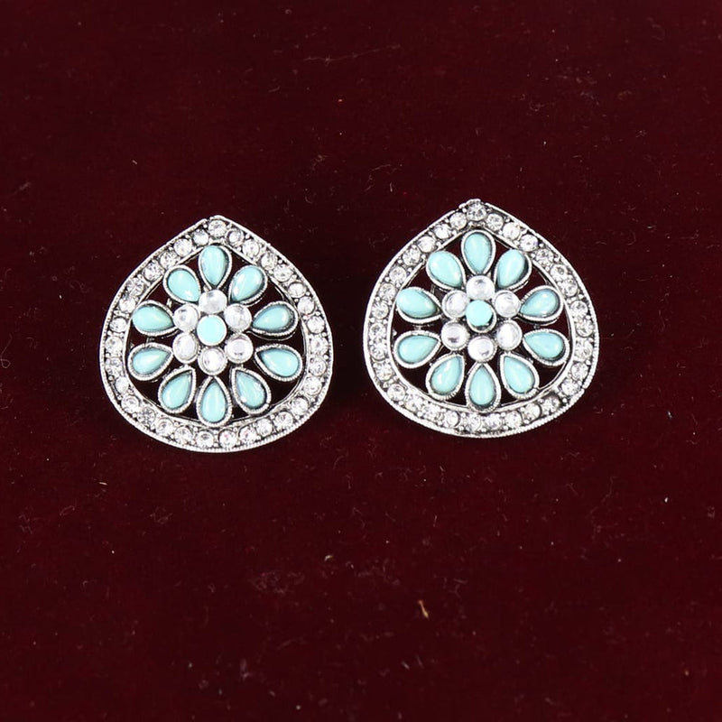 Darshana Jewels  Silver Plated Crystal Stone Stud Earrings