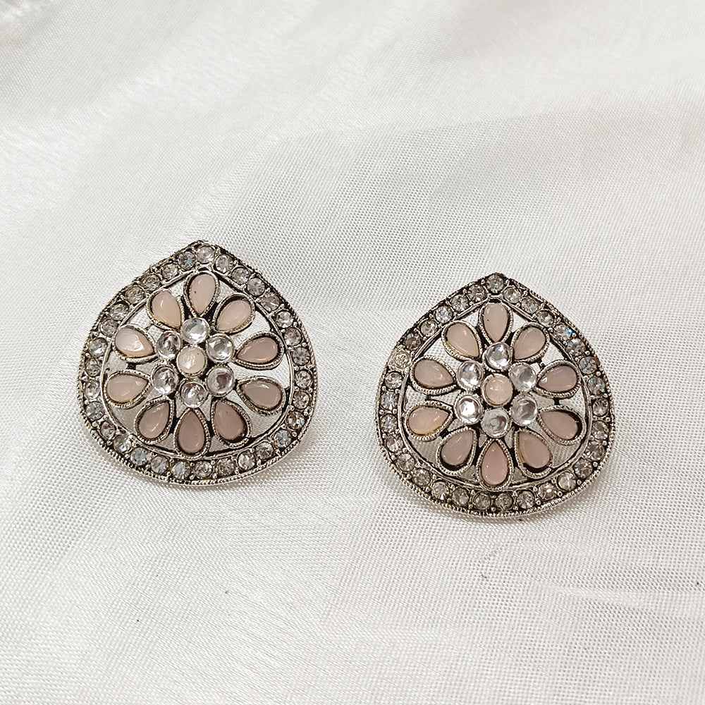 Darshana Jewels  Silver Plated Crystal Stone Stud Earrings