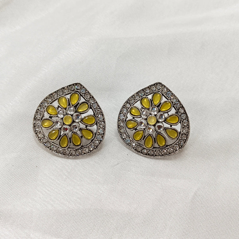 Darshana Jewels  Silver Plated Crystal Stone Stud Earrings