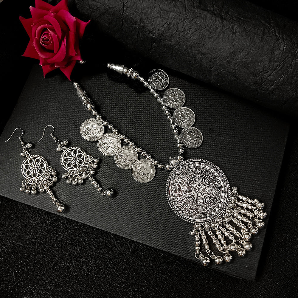 Darshana Jewels Oxidised Plated Long Necklace Set