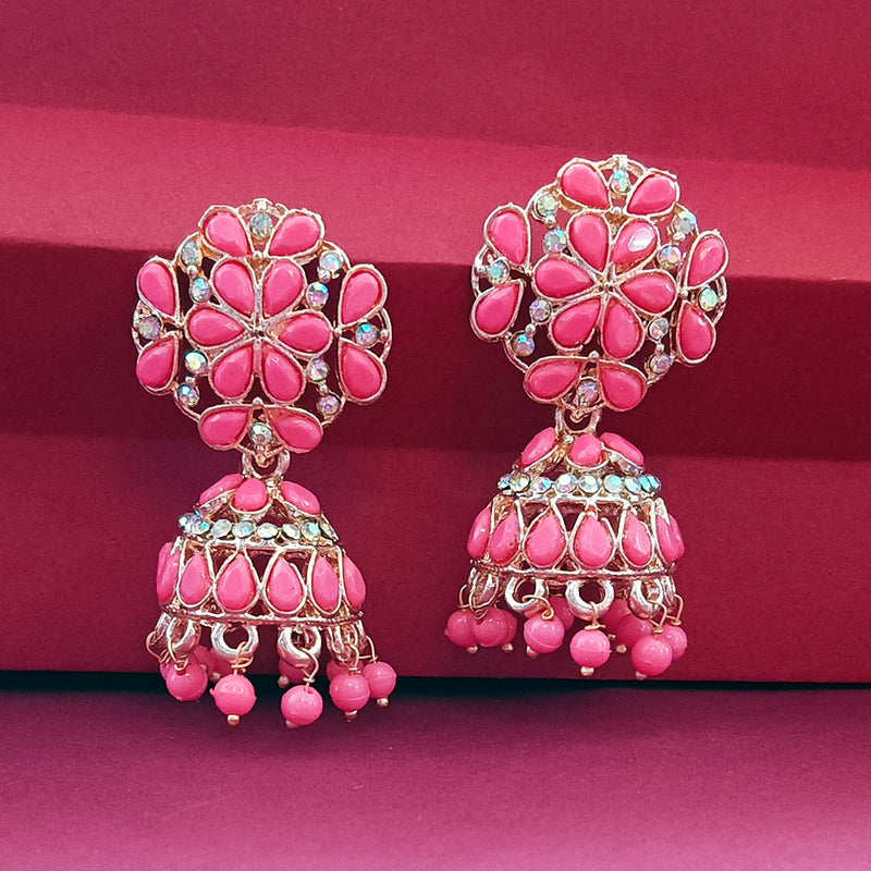 Darshana Jewels Gold Plated Pota Stone Jhumki Earrings