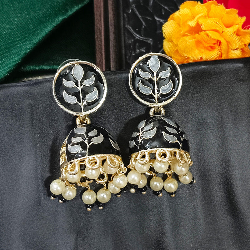 Darshana Jewels Gold Plated Mennakari Jhumki Earrings