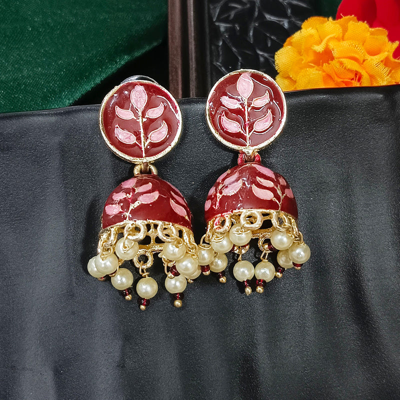 Darshana Jewels Gold Plated Mennakari Jhumki Earrings