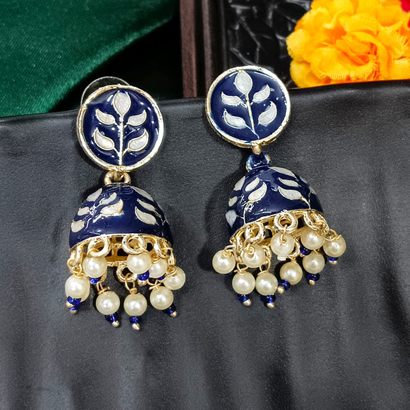 Darshana Jewels Gold Plated Mennakari Jhumki Earrings