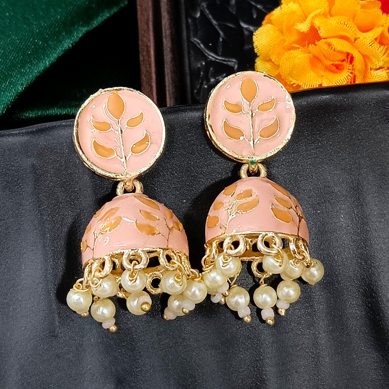 Darshana Jewels Gold Plated Mennakari Jhumki Earrings