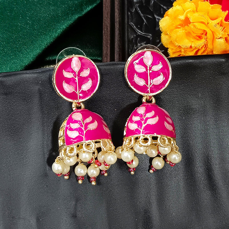 Darshana Jewels Gold Plated Mennakari Jhumki Earrings