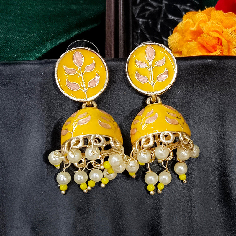 Darshana Jewels Gold Plated Mennakari Jhumki Earrings