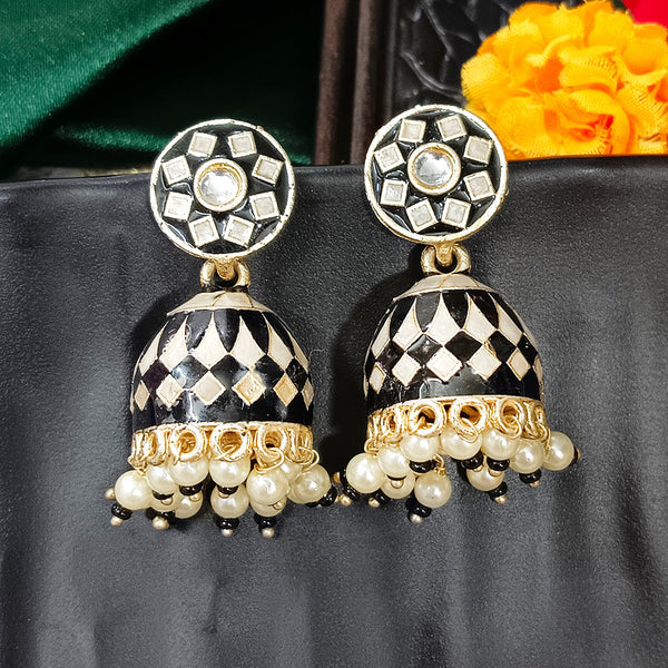 Darshana Jewels Gold Plated Mennakari Jhumki Earrings