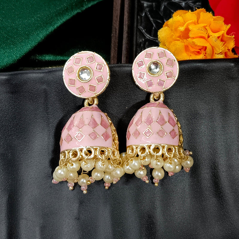 Darshana Jewels Gold Plated Mennakari Jhumki Earrings