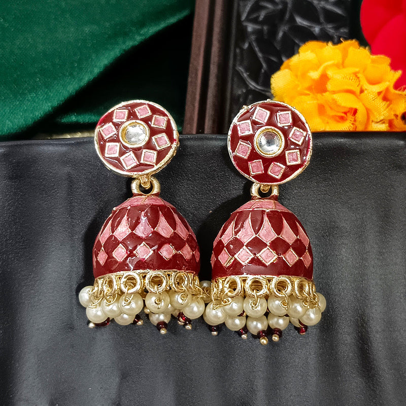 Darshana Jewels Gold Plated Mennakari Jhumki Earrings