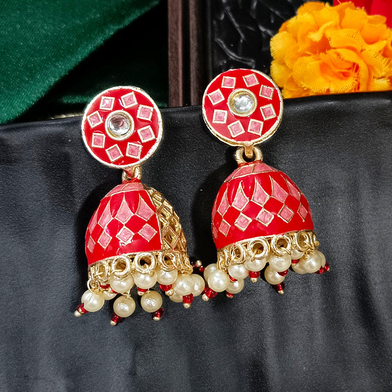 Darshana Jewels Gold Plated Mennakari Jhumki Earrings