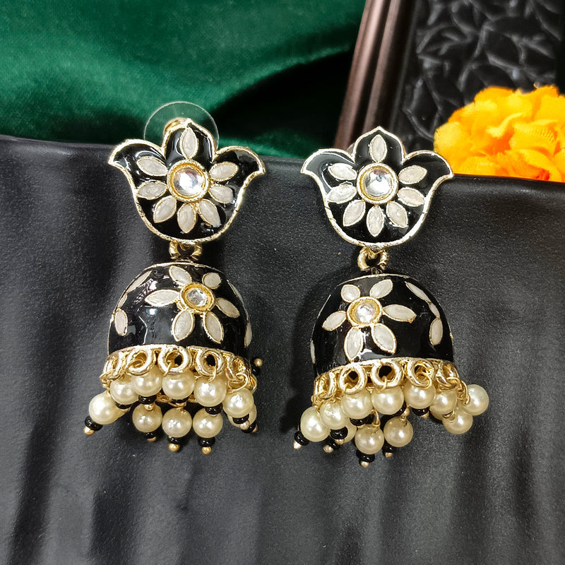 Darshana Jewels Gold Plated Mennakari Jhumki Earrings