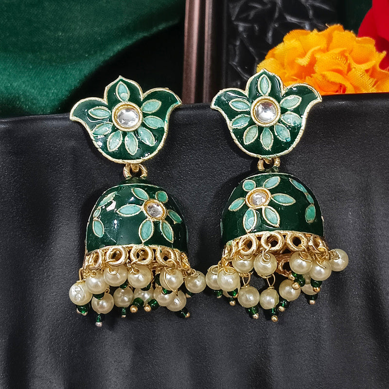 Darshana Jewels Gold Plated Mennakari Jhumki Earrings