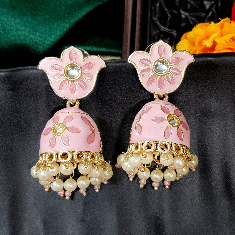 Darshana Jewels Gold Plated Mennakari Jhumki Earrings