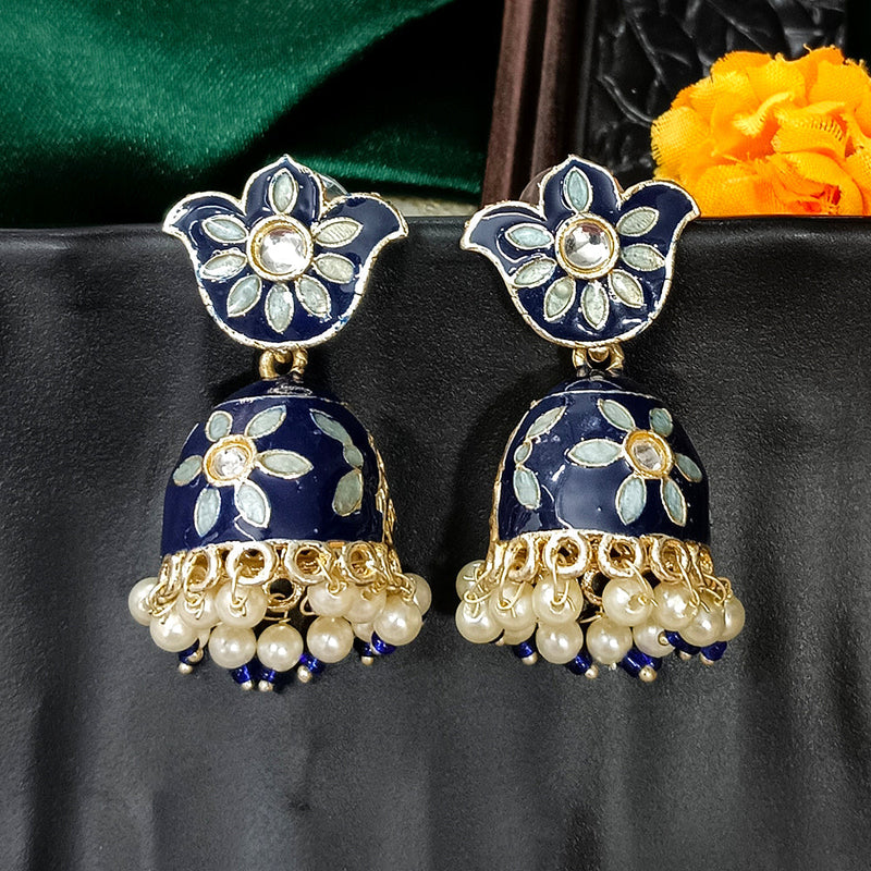 Darshana Jewels Gold Plated Mennakari Jhumki Earrings