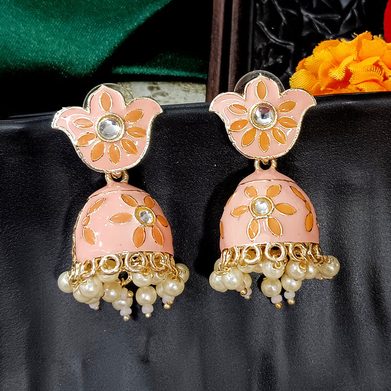 Darshana Jewels Gold Plated Mennakari Jhumki Earrings