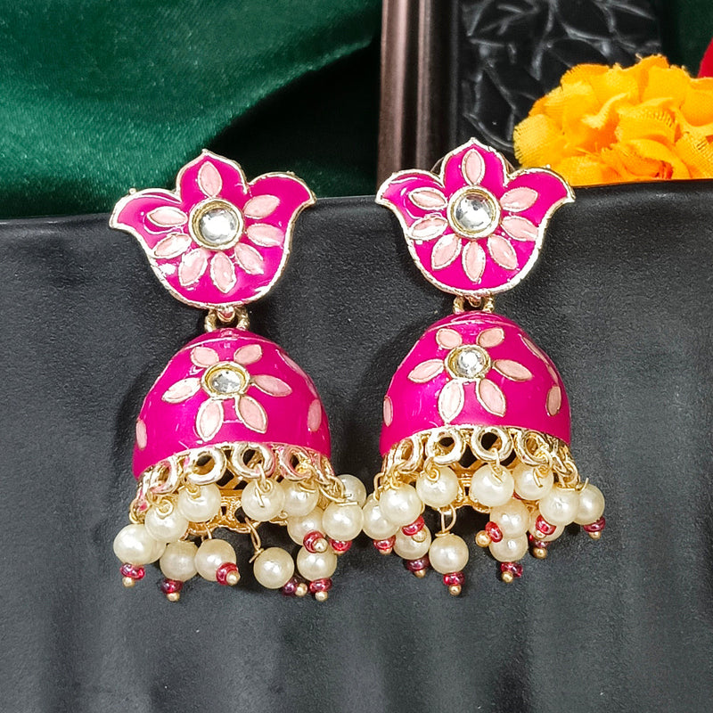 Darshana Jewels Gold Plated Mennakari Jhumki Earrings