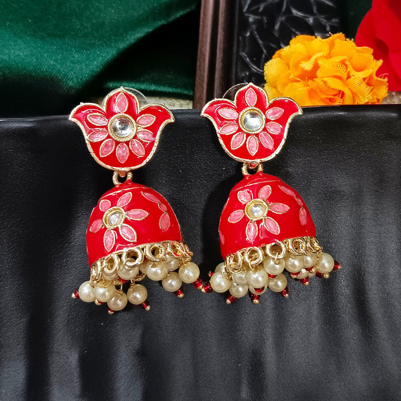 Darshana Jewels Gold Plated Mennakari Jhumki Earrings