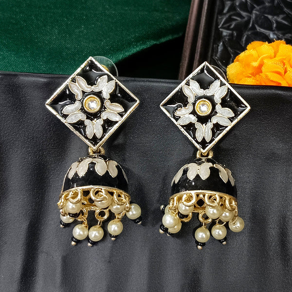 Darshana Jewels Gold Plated Mennakari Jhumki Earrings