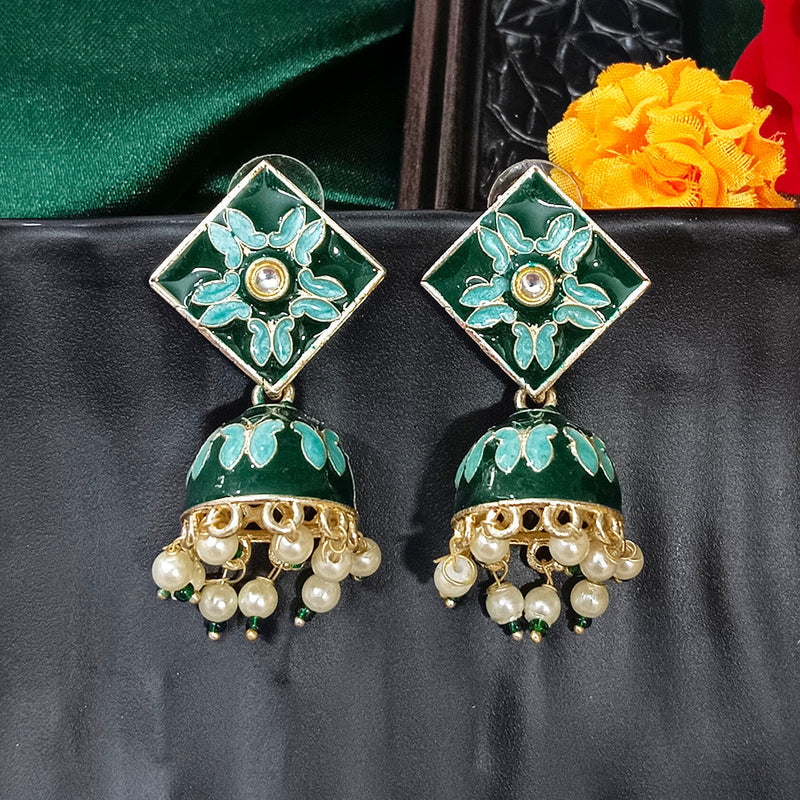 Darshana Jewels Gold Plated Mennakari Jhumki Earrings