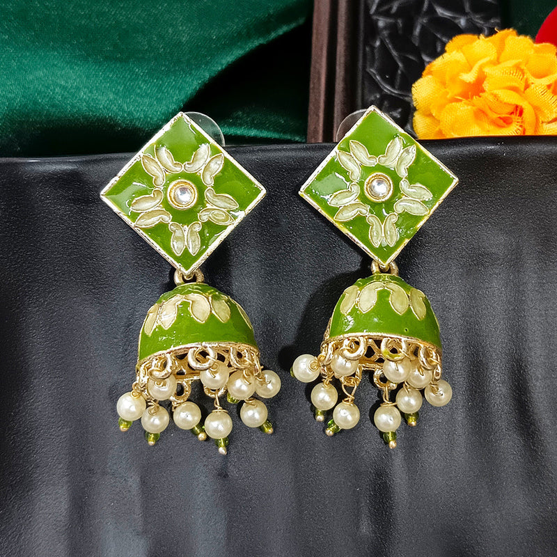 Darshana Jewels Gold Plated Mennakari Jhumki Earrings