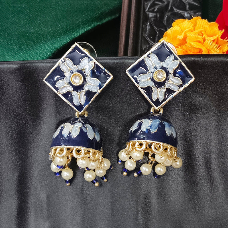 Darshana Jewels Gold Plated Mennakari Jhumki Earrings