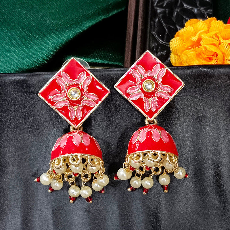 Darshana Jewels Gold Plated Mennakari Jhumki Earrings