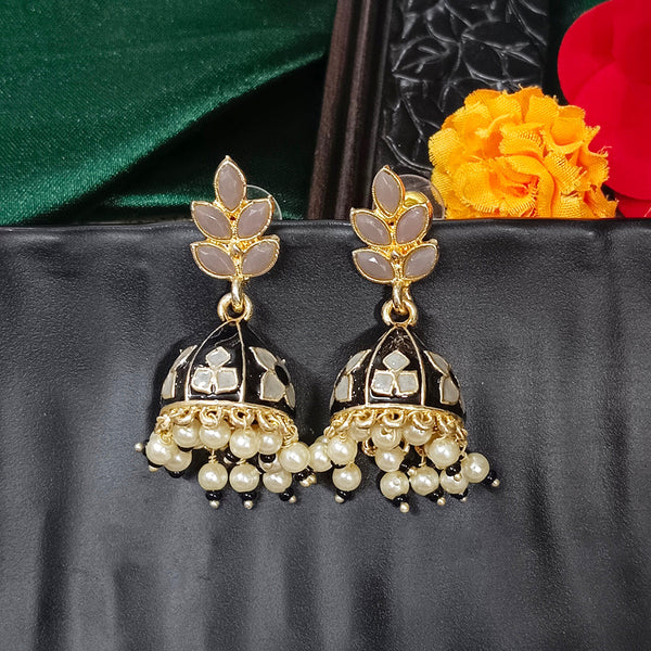 Darshana Jewels Gold Plated Mennakari Jhumki Earrings