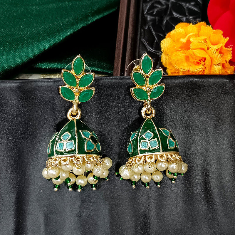 Darshana Jewels Gold Plated Mennakari Jhumki Earrings