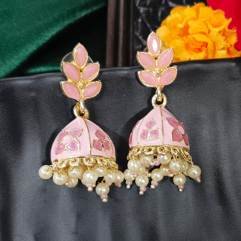 Darshana Jewels Gold Plated Mennakari Jhumki Earrings