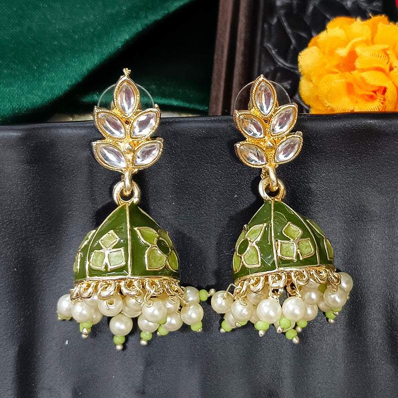 Darshana Jewels Gold Plated Mennakari Jhumki Earrings