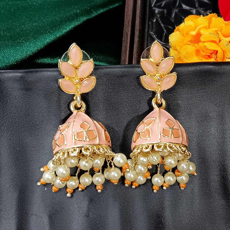 Darshana Jewels Gold Plated Mennakari Jhumki Earrings