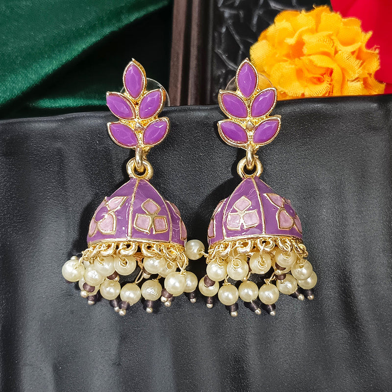 Darshana Jewels Gold Plated Mennakari Jhumki Earrings