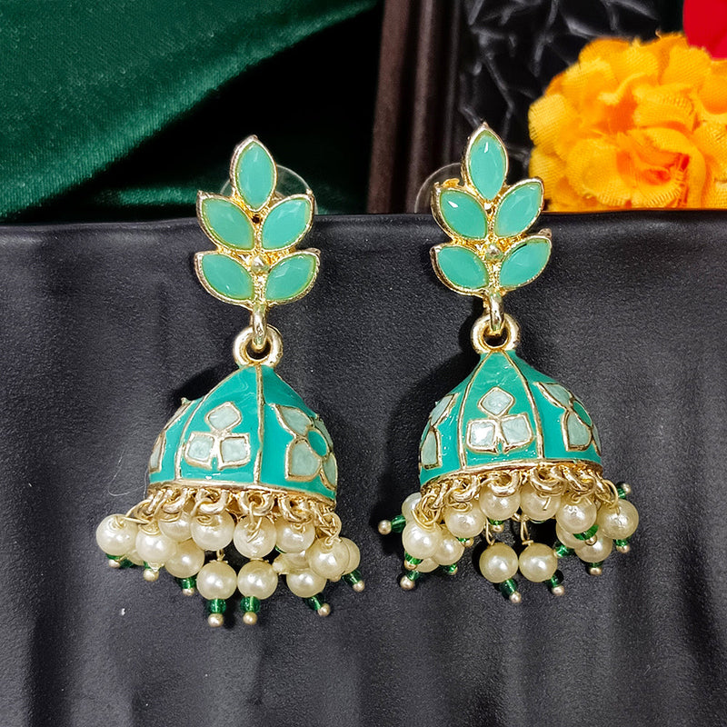 Darshana Jewels Gold Plated Mennakari Jhumki Earrings