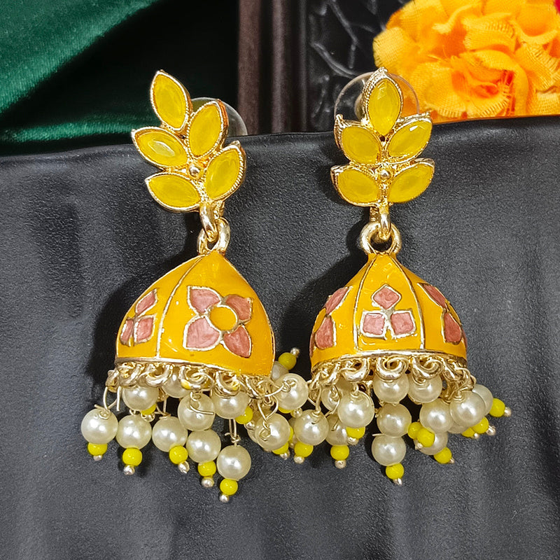 Darshana Jewels Gold Plated Mennakari Jhumki Earrings