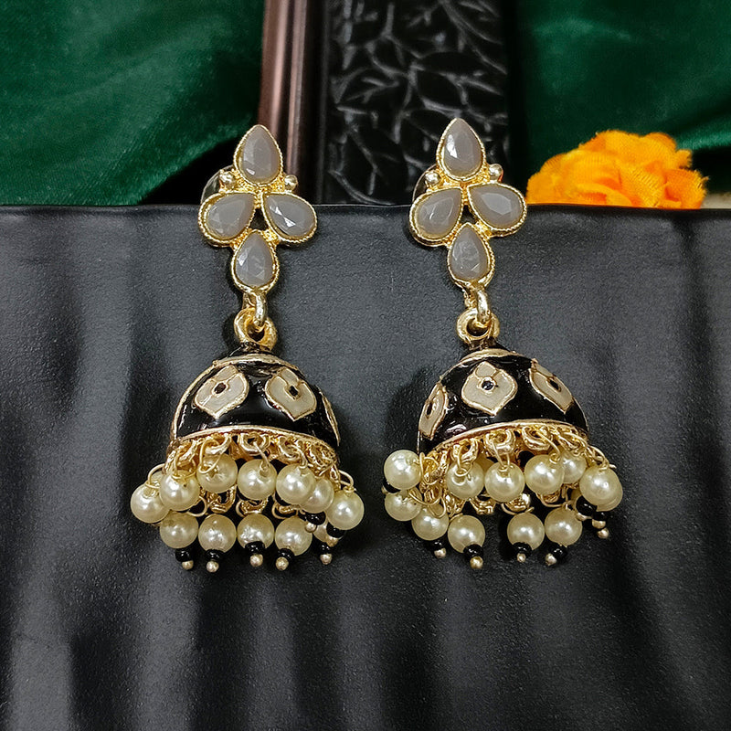 Darshana Jewels Gold Plated Mennakari Jhumki Earrings