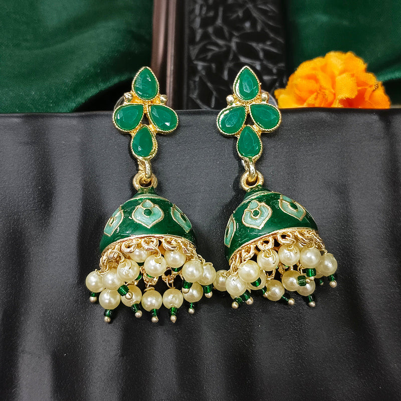 Darshana Jewels Gold Plated Mennakari Jhumki Earrings