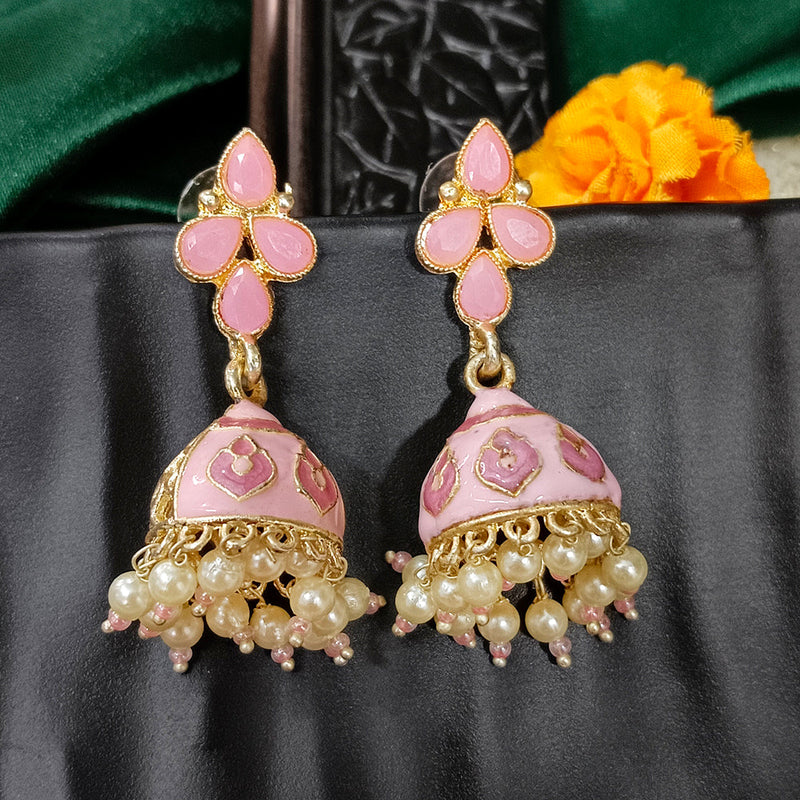 Darshana Jewels Gold Plated Mennakari Jhumki Earrings