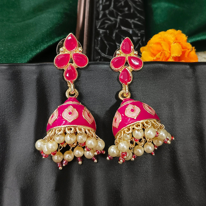 Darshana Jewels Gold Plated Mennakari Jhumki Earrings