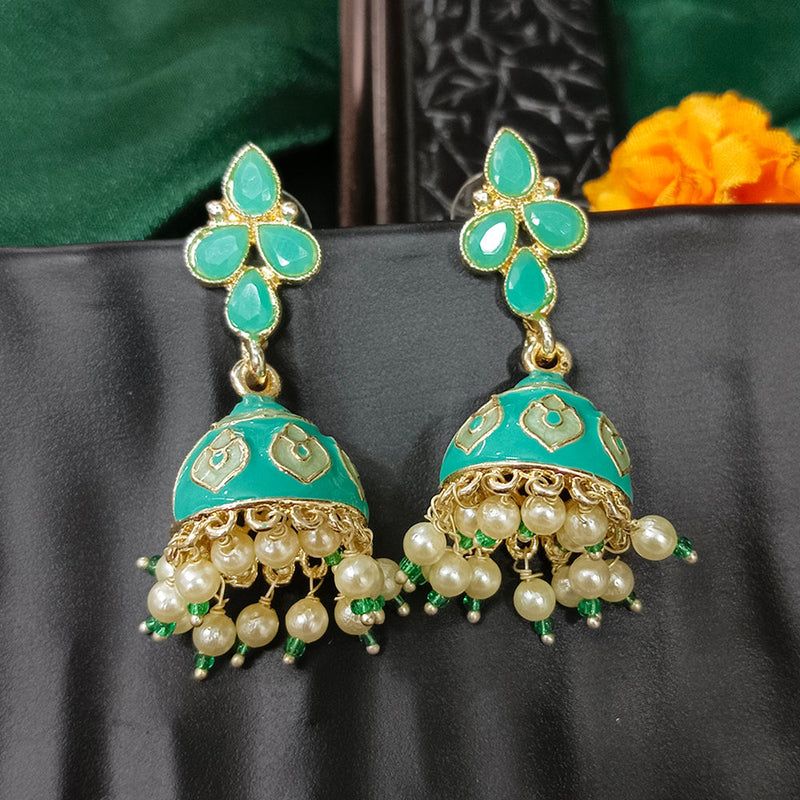 Darshana Jewels Gold Plated Mennakari Jhumki Earrings