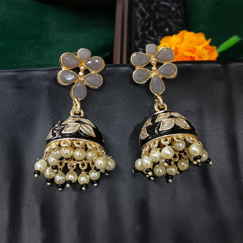 Darshana Jewels Gold Plated Mennakari Jhumki Earrings