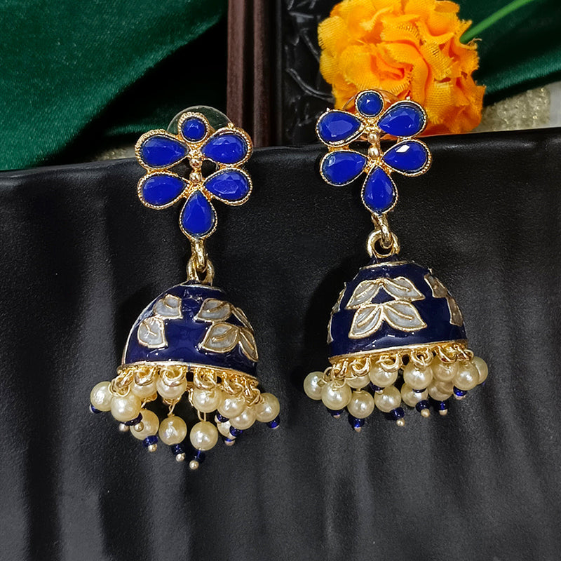 Darshana Jewels Gold Plated Mennakari Jhumki Earrings