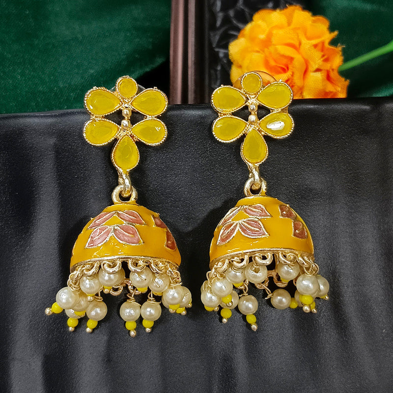 Darshana Jewels Gold Plated Mennakari Jhumki Earrings