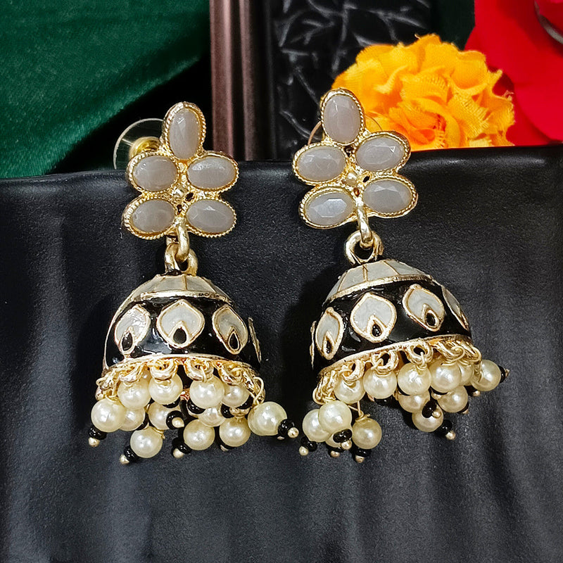 Darshana Jewels Gold Plated Mennakari Jhumki Earrings