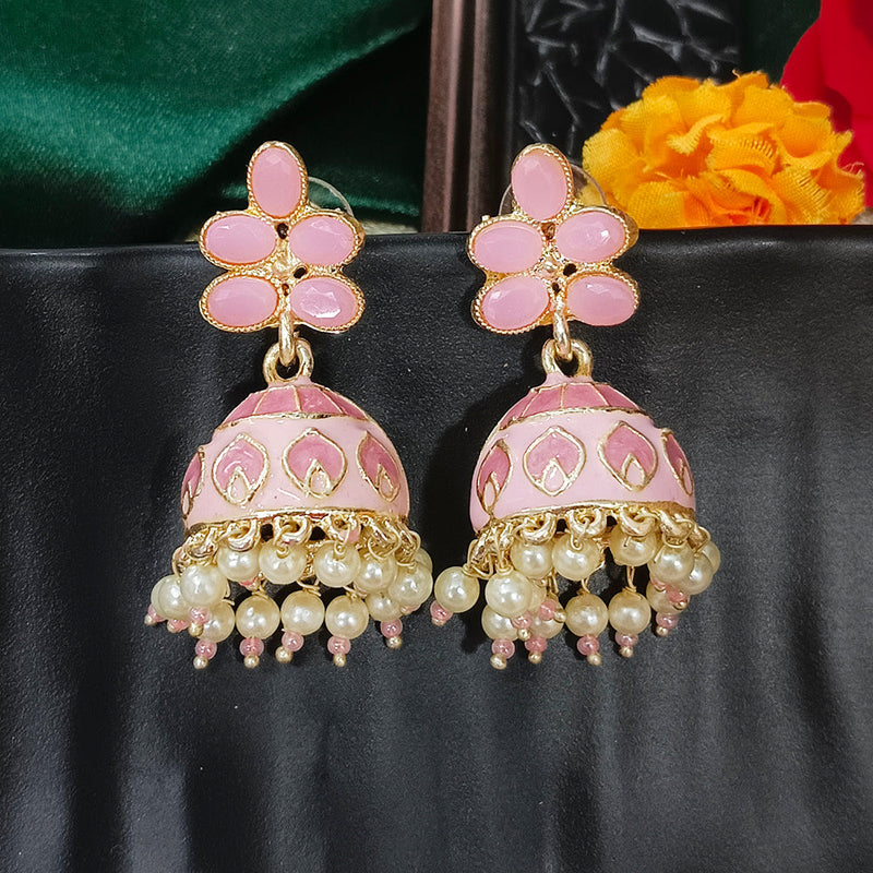 Darshana Jewels Gold Plated Mennakari Jhumki Earrings