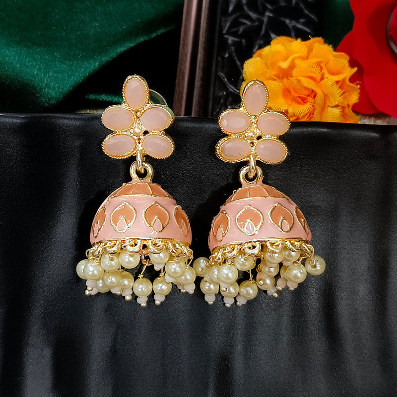 Darshana Jewels Gold Plated Mennakari Jhumki Earrings