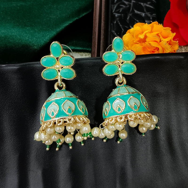 Darshana Jewels Gold Plated Mennakari Jhumki Earrings