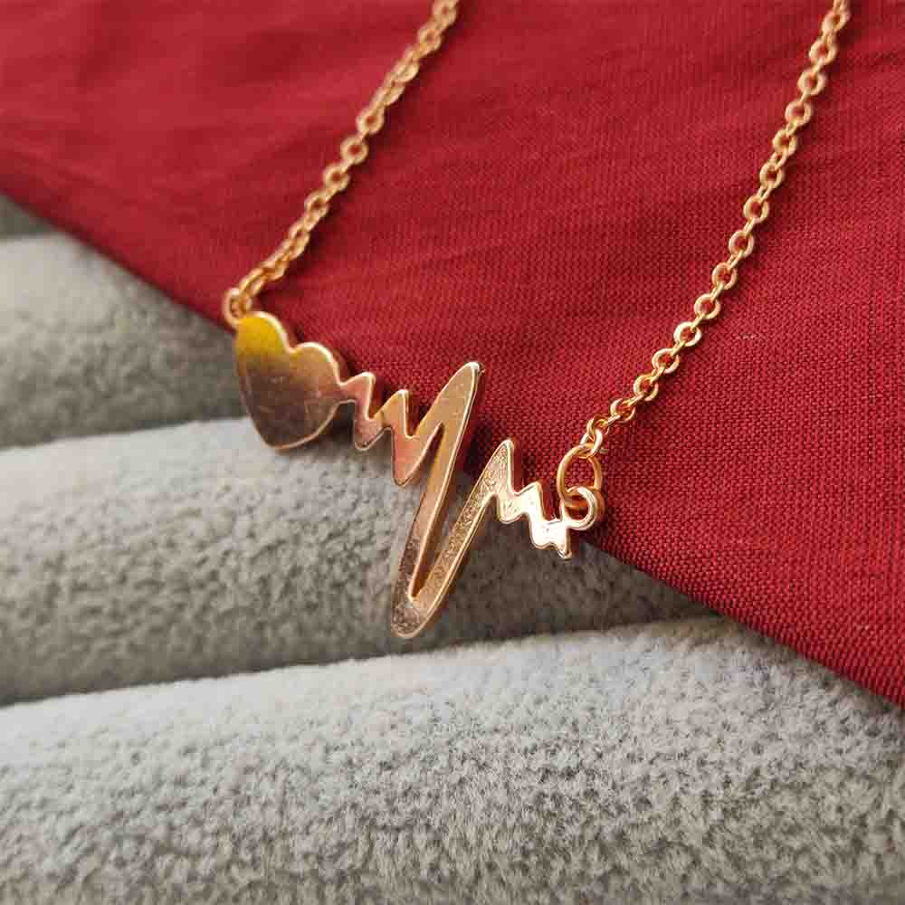 Urthn Heart Beat Shape Chain Pendant - 113114608RG (Pack Of 6)