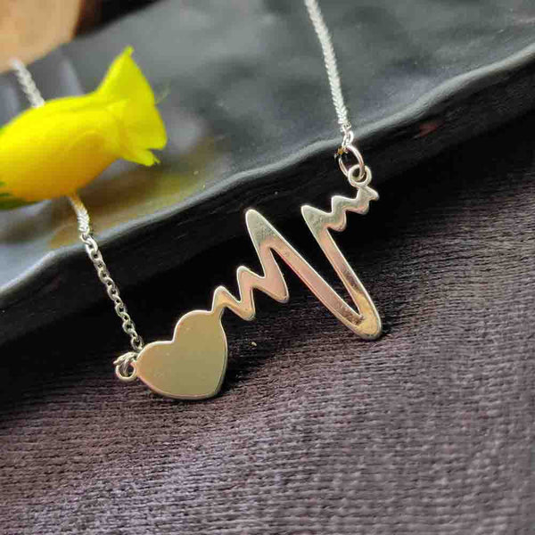 Darshana Jewels Stainless Steel Heart Shape And Heart Beat Chain Pendant